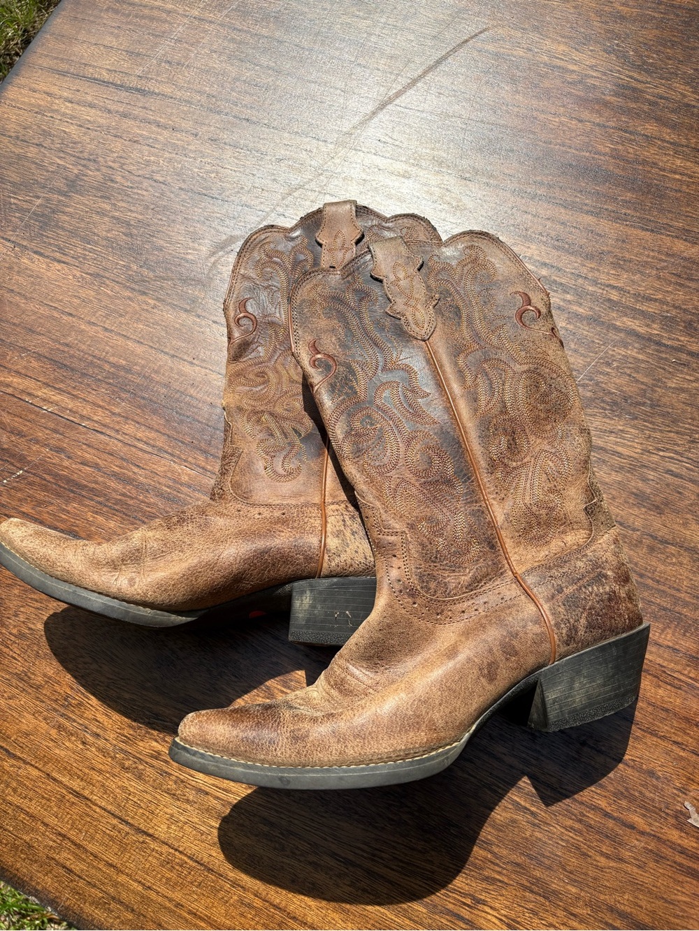 Justin Boots Brown Leather Western Heeled Cowboy Boots